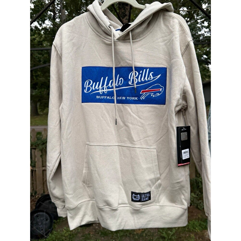 Ultra GAME Buffalo Bills NFL Beige Pullover Hoodie Sweatshirt Size M NWT